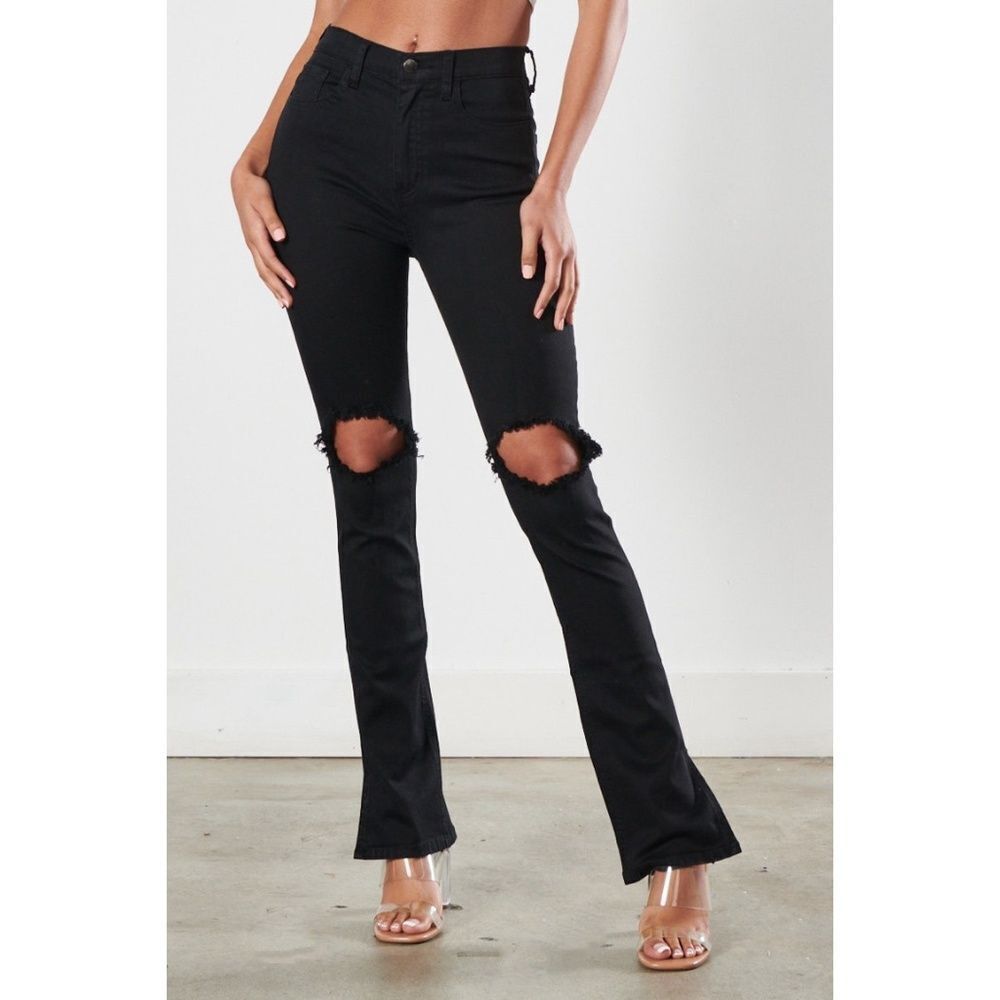 NWT Black Distressed Bootcut Jeans